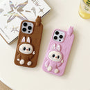 Cute Cartoon Labubu 3d Silicon Case | Brown Pink - iPhone Case