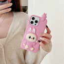 Cute Cartoon Labubu 3d Silicon Case | Brown Pink - iPhone Case