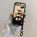3D Cartoon Labubu Fur Phone Case for Samsung With Strap Plush Kuromi Toy Soft Cover