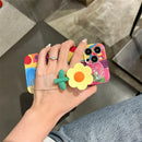Flower With Lanyard Neck Strap  Silicone  iPhone Case