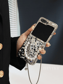 Samsung  Aluminum Alloy Textured Pearl Crossbody Galaxy Z Flip 6/5/4/3 Case