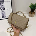 Wallet On Chain Shiny Lambskin Pearls Gold Tone Metal