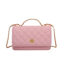 Wallet On Chain Shiny Lambskin Pearls Gold Tone Metal