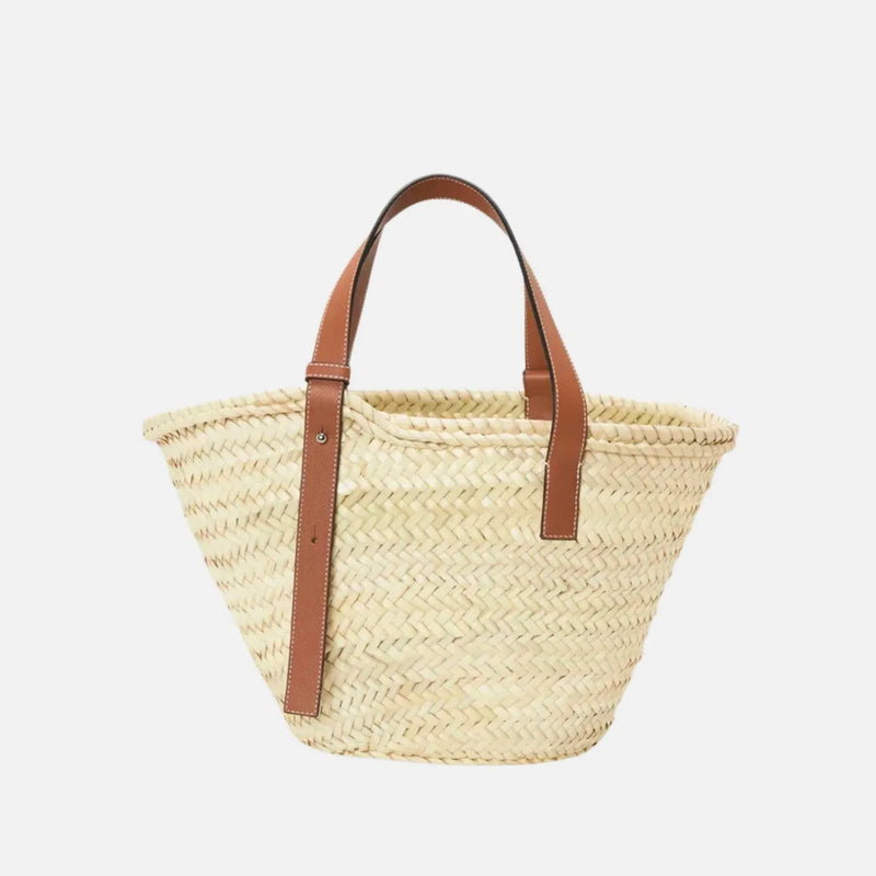 Luxurious Palm Leaf and Natural Tan LYW Basket