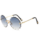 Luxury Round Sunglasses Women Brand Designer Rimless Sun Glasses for Female Tint Fashion Rosie Eyewear