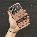 Lou Brown & Black Color Leather iPhone Case